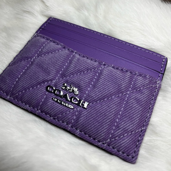 Coach Iris Denim Quilted Card Holder - Picture 2 of 3